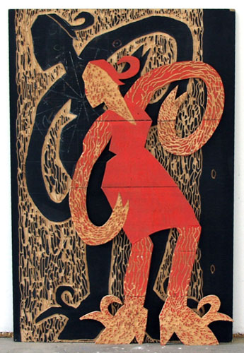 mit schatten 1997 Figur aus Tablaren 128,5 cm Holztafel 100 x 150 cm